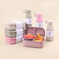 Ensemble de boîtes à lunch en silicone, 3 compartiments, boîte à lunch bento étanche avec bouteille d'eau, vente en gros