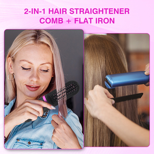 Portable Wireless Rechargeable Usb Fast Professional Ceramic Flat Iron Cordless Mini Negative Ion <strong>Hair</strong> <strong>Straightener</strong> <strong>Brush</strong> - Product Image 5