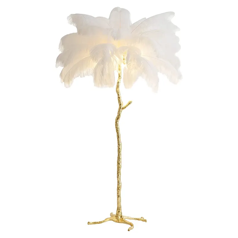ODM, оптовая продажа, Современная нордическая лампа со страусиными перьями, напольная настольная лампа из смолы для спальни, отеля, настольная лампа для чтения, прикроватный напольный светильник из страусиных перьев