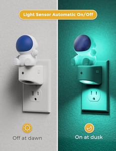 Lámpara Nocturna 3D de Astronauta, se Conecta a la Pared, Sensor de Anochecer y Amanecer, RGB + Blanco Suave 3000K, Lámpara Nocturna de Astronauta para Dormitorio - Product Image 2