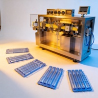 Machine d'emballage sous blister entièrement automatique pour liquides, 1-50 ml, thermoformage, remplissage et scellage pour ampoules et liquides oraux
