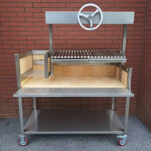 <span class=keywords><strong>Parrilla</strong></span> Argentina de 53" a Leña y Carbón de Acero Inoxidable Estilo Asado / Gaucho / Santa María con Canasta de Brasero - Product Image 4
