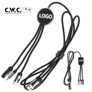 Kabel pengisi daya <span class=keywords><strong>3</strong></span> in 1, kabel pengisian daya <span class=keywords><strong>3</strong></span> in 1 bercahaya kustom hadiah <span class=keywords><strong>Promo</strong></span> - Product Image 1