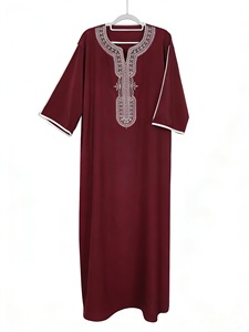 Jalabiya Tradicional Bordada para Hombre 2026, Jubbah Musulmana, Thobe Árabe para Hombre, Thobe con Bolsillo Lateral para Ramadán, Túnica Islámica de Manga Media - Product Image 3