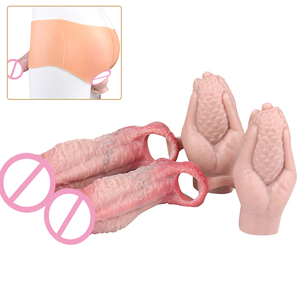 เครื่องขยายทวารหนักแบบสั่นรูปกำปั้น เชื่อมต่อกับปลอกอวัยวะเพศชายแบบสมจริง ขยายขนาดอวัยวะเพศชาย 2in1 กระตุ้นจุด P&G ของเล่นทางเพศสำหรับคู่รัก - Product Image 1