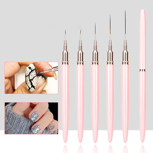 Pincel delineador de uñas estilo japonés con tubo de aluminio, para arte de uñas, con punta de gancho, para líneas, puntos, flores y dibujo a color. - Product Image 4