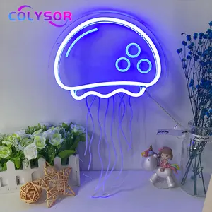 Panneau acrylique personnalisé pour décoration intérieure et extérieure de poisson gelée de l'océan enseigne lumineuse LED dynamique RVB