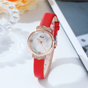 Nouvelle montre tendance pour femme, petite et raffinée, bracelet en cuir, élégante montre-bracelet pour femme sertie de diamants - Product Image 4