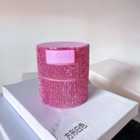 Conteneur de Stockage de Colle à Cils en Forme de Diamant Strass, Pot Scellé Vente en Gros avec Miroir et Ventilateur, Réservoir à Adhésif pour Outils d'Extension de Cils