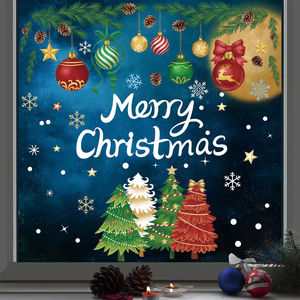 Autocollants statiques pour fenêtres <span class=keywords><strong>de</strong></span> décoration <span class=keywords><strong>de</strong></span> Noël, branches d'arbre <span class=keywords><strong>de</strong></span> Noël, cône <span class=keywords><strong>de</strong></span> pin, boule <span class=keywords><strong>de</strong></span> Noël, autocollants pour fenêtres, autocollants suspendus - Product Image 1