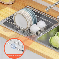 Égouttoir à vaisselle réglable en acier inoxydable, égouttoir à fruits extensible pour la cuisine