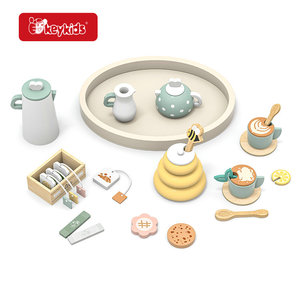 Ensemble de jeu en bois pour enfants 2026, service à thé de l'après-midi avec pot de <span class=keywords><strong>miel</strong></span> et accessoires à café, <span class=keywords><strong>jouet</strong></span> de <span class=keywords><strong>cuisine</strong></span> d'imitation pour tout-petits W10B581 - Product Image 1