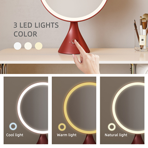 Women Smart 3 Color Lighting Portable <strong>Make</strong> <strong>up</strong> Desktop Makeup Vanity Table Mirror With <strong>Lights</strong> Led Cosmetic Mirror - Product Image 3
