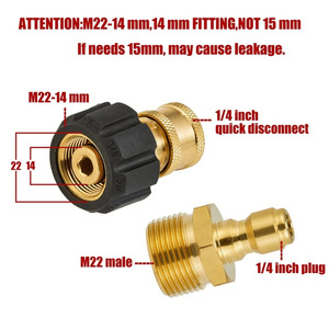 Kit d'adaptateurs pour nettoyeur haute pression Stm, M22 à 1/4, connexion rapide en laiton, robuste, pour le nettoyage à l'eau froide - Product Image 3