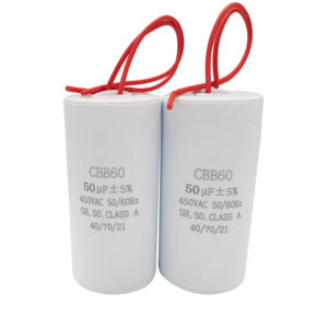 高電圧CBB60 <span class=keywords><strong>50uf</strong></span>フィルムコンデンサワイヤー付き洗濯機と水ポンプ - Product Image 1