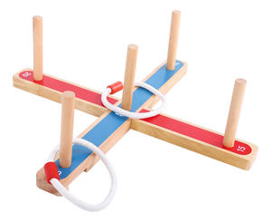 Jeu de lancer d'anneaux en bois écologique générique pour enfants, idéal pour les activités ludiques et éducatives en plein air en famille - Product Image 4
