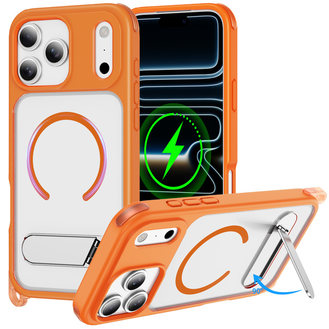 New Arrival Matte Kickstand armor Magnetic Wireless Charging Mobile Phone case for iphone 17 air 18 Pro Max 16 Plus 15 14 13 12