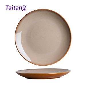 Piring restoran Hotel keramik bulat piring samping Makan Malam di merah oranye hijau kuning ramah lingkungan warna Teknik Enamel - Product Image 5