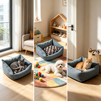 Coussin pour animaux de compagnie Waffle Bolster, lit pour chien et chat, dossier surélevé, côtés rembourrés, lavable en machine, utilisation en intérieur, solide, moderne, en peluche, taille XL, hiver