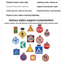 Panneau de signalisation routière LED solaire en aluminium, panneau STOP, signalisation de vitesse, signalisation d'avertissement de vitesse limite