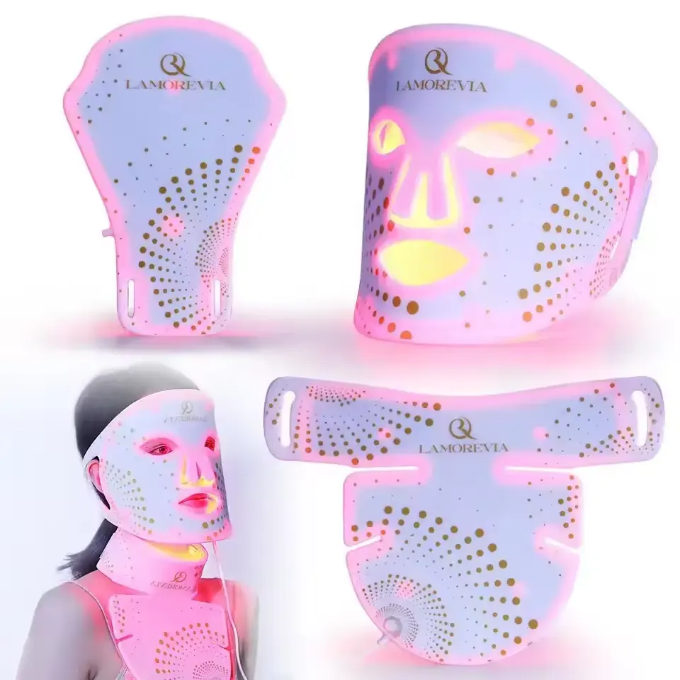 LAMOREVIA NEW Professional Skin Care Silicone Led Red Near Infrared Non-invasive Painless Light Photon Facial Skin Care Mask