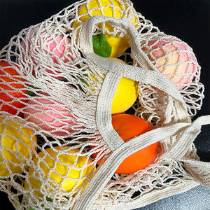Sac à provisions en coton en stock Sac fourre-tout en filet tissé personnalisé avec poignée en corde pour fruits et légumes réutilisable pour un usage quotidien - Product Image 4