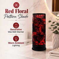 Lampe chauffe-bougie décorative à interrupteur tactile, motif floral rouge, fabrication sur mesure, chauffe-cire électrique OEM ODM, marque privée