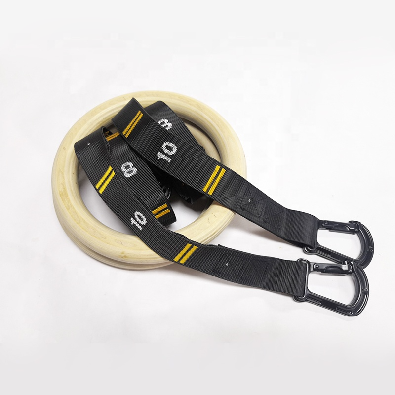 Высококачественные гимнастические деревянные кольца ROLA для фитнеса с нейлоновым ремешком