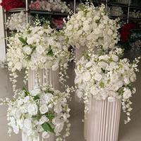 Vente flash : Boule de fleurs artificielles en soie blanche de 50/60/70/80 cm pour arrangements floraux de mariage, centre de table, décoration