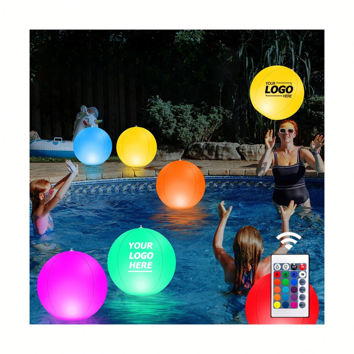 Remote Control LED Light up Inflatable Ball for Outdoor Decor, Lawn, Pool & Beach Glowing Party Decoration