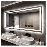 Miroir de courtoisie rectangulaire moderne à LED pour salle de bain avec éclairage avant, anti-buée, incassable, éclairage mural, 3 miroirs intelligents pour hôtels
