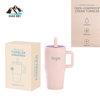 Gobelet isotherme personnalisé de 20 oz, tasse à café/eau en acier inoxydable de 20 oz pour enfants avec poignée, paille rabattable et couvercle