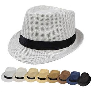 Custom Short Brim Breathable Mesh Summer Straw Sun <b>Hat</b> Unisex Fedora Panama with Custom Logo and Colors for Adults & Children - Product Image 1