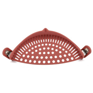 Égouttoir à pot en silicone à clipser avec pince en acier inoxydable, passoire réglable résistante à la chaleur pour égoutter les pâtes et les légumes - Product Image 5
