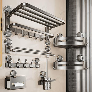 Juego de accesorios de baño Blue Vine, estante de almacenamiento rectangular de acero inoxidable con ventosa para montaje en pared, prevención de corrosión - Product Image 1