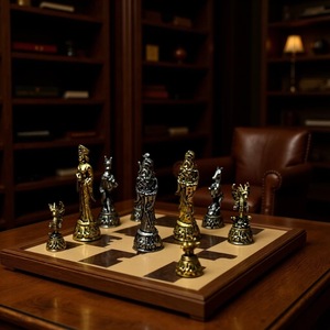 Nouvel ensemble d'échecs de style européen Eiffel de 39 cm haut de gamme avec des pièces d'échecs tridimensionnelles, cadeau exquis dans un emballage en boîte - Product Image 1