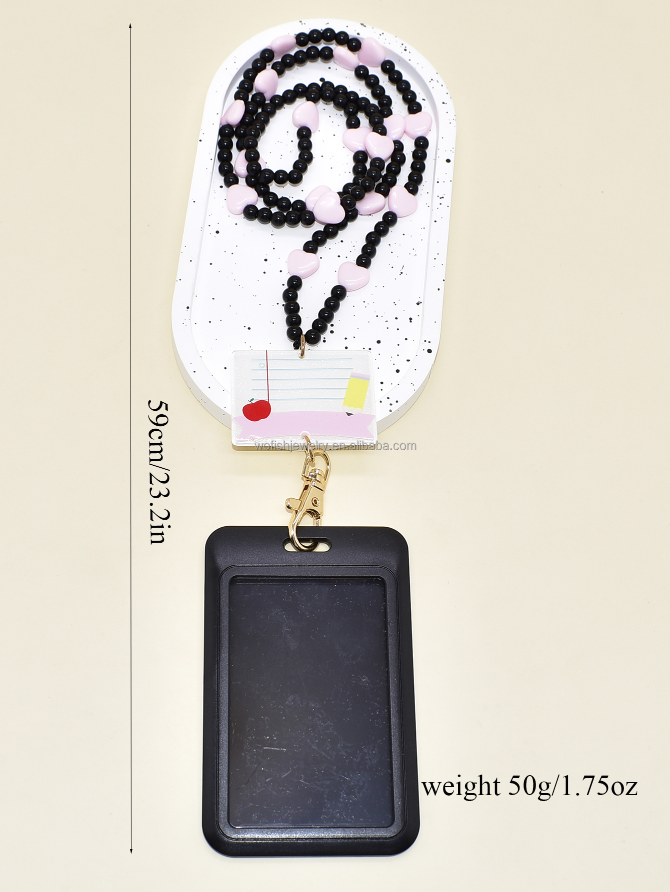 Teacher Pencil Lanyard Personalized Beaded Lanyard Back to School Appreciation Ideas Breakaway ID Holder Cute Badge Reel Gift