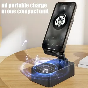 Support de télé<span class=keywords><strong>phone</strong></span> portable multifonctionnel portable, base antidérapante noire, support de télé<span class=keywords><strong>phone</strong></span>, haut-parleur sans fil à son surround, utilisation domestique - Product Image 4