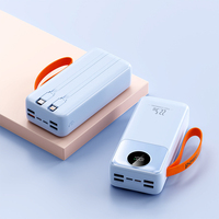 Batterie externe portable pour l'extérieur, charge rapide, téléphone portable, grande capacité, 30000 mAh, câbles Type-C en PVC