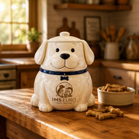 Vente en gros de pots à biscuits en grès faits à la main avec motifs de chiens et de chats, pots à biscuits personnalisés, cadeaux de fête