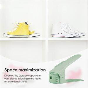 Support de rangement pour chaussures en gros, étagère double niveau pour organisation de placard, empilable et réglable, gain de place - Product Image 3