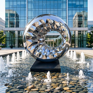 Tuindecoratie gepolijste roestvrijstalen waterfontein sculptuur met elektrolytische aanpassing - Product Image 2