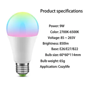 Control DE LA APLICACIÓN Smart Life Tuya Atenuación RGB + CW + WW Luz LED que cambia de color Luz Wifi
