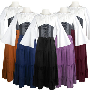 Victorian Long Dress Off The Shoulder A Line Vintage Costume Women's Renaissance Medieval Dress - Product Image 1