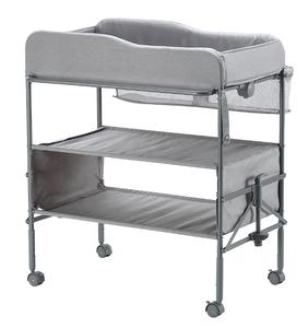 <span class=keywords><strong>Table</strong></span> à <span class=keywords><strong>langer</strong></span> pour bébé à cadre en acier <span class=keywords><strong>pliable</strong></span> populaire en gros à bas prix avec rangement à 2 niveaux pour les petits espaces - Product Image 6