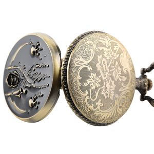 Mr <span class=keywords><strong>Death</strong></span> Grim Reaper Skull Skeleton Fob Reloj Vintage Bronce Negro Full Hunter Steampunk Reloj de bolsillo de cuarzo con cadena para hombres - Product Image 4