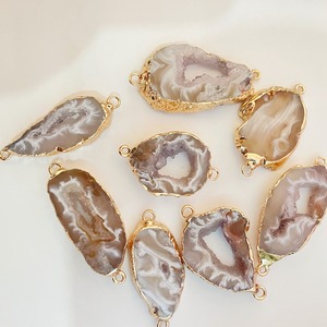 Lempengan Batu Akik Bentuk Bebas Dengan Liontin Geode Druzy Dengan Gantungan Liontin Berlubang Ganda Irisan Akik untuk Pembuatan Perhiasan DIY - Product Image 5