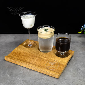 Plateau de dégustation personnalisé en bois de Sapele et Noyer pour café, thé et boissons, avec support à vin et 2 ou 3 tasses - Product Image 6