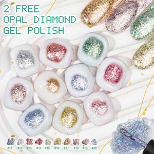 2 Esmaltes de <span class=keywords><strong>Gel</strong></span> con Diamantes de Ópalo Gratis, 20 Colores de Brillo Holográfico Brillante para Arte de Uñas de Lujo, Fórmula Segura Sin HEMA/TPO - Product Image 1