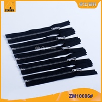 Fermeture éclair à glissière ouverte Zenith Shinny Silver ZM10006, fermeture éclair en métal durable à verrouillage automatique, fabriquée en laiton de haute qualité, sans nickel